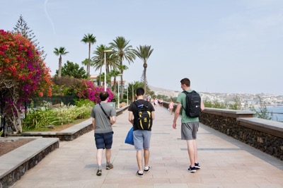 Walking along the boardwalk at Maspalomas